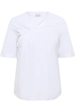 Kaffe Tops, Dames, Wit, M, Katoen, Witte T-shirt met Knoopdetail