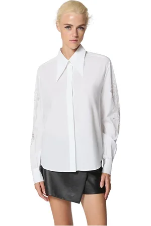 John Richmond Blouses & Shirts, Dames, Wit, XS, Katoen, Witte blouse met bloemenborduursel