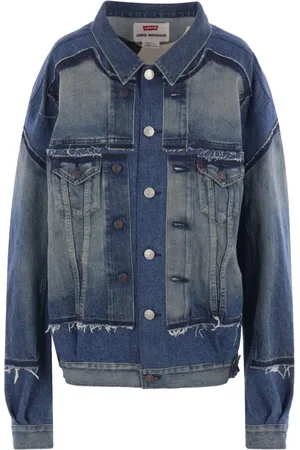 JUNYA WATANABE Jassen, Dames, Blauw, M, Denim, Blauwe Denim Jack met Intricate Stiksels