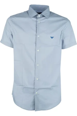 Emporio Armani Overhemden, Heren, Blauw, L, Katoen, Stijlvolle Overhemden Collectie