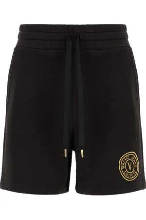 VERSACE Korte broeken, Dames, Zwart, M, Katoen, Casual T-Shirts en Shorts Collectie