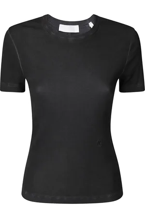 Helmut Lang Tops, Dames, Zwart, S, Katoen, Katoenen Crew-neck T-shirt Slim Fit