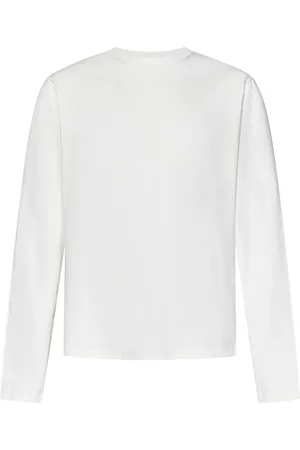 Jil Sander Tops, Heren, Wit, XL, Katoen, Witte T-shirts en Polos met Leren Patch
