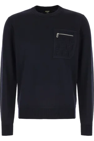Fendi Sweatshirts & Hoodies, Heren, Blauw, M, Wol, Maglieria Sweatshirt