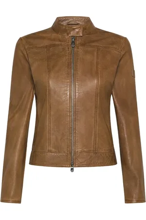 Peuterey Jassen, Dames, Bruin, S, Leer, Vintage Biker Leren Jas