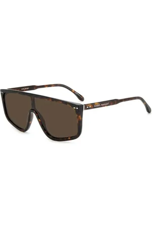Isabel Marant Accessoires, unisex, Bruin, ONE Size, Trendy Masker Zonnebril Bruin Leaf