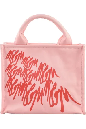Msgm Tassen, Dames, Roze, ONE Size, Katoen, Katoenen Schoudertas