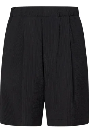 LOW BRAND Korte broeken, Heren, Zwart, L, Wol, Zwarte Wollen Mix Geplooide Shorts