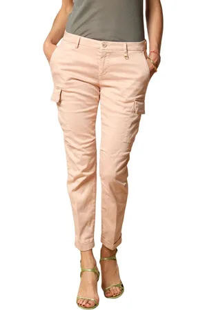 Masons Broeken, Dames, Roze, S, Katoen, Slim Fit Cargo Broek Poederroze