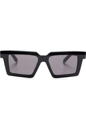 OFF-WHITE Accessoires, unisex, Zwart, ONE Size, Zwarte gebogen zonnebril UV-beschermende lenzen