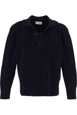 LARDINI Truien, Heren, Zwart, XS, Katoen, Polo Gebreide Stick Sweater