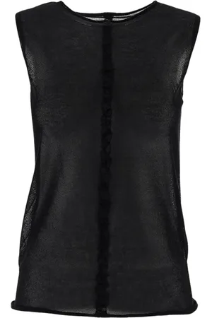 UMA WANG Tops, Dames, Zwart, M, Katoen, Transparante mouwloze top voor vrouwen