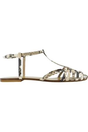 ANNA F. Schoenen, Dames, Veelkleurig, 37 1/2 EU, Leer, Leren Sandalen Python Print Enkelband