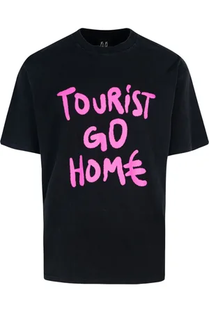 44 Label Group Tops, Heren, Zwart, L, Katoen, Zwart T-shirt Ronde Hals Voorprint