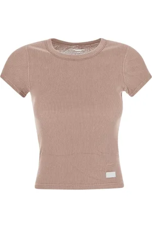 Alexander Wang Tops, Dames, Bruin, M, Geribbeld T-shirt voor mannen