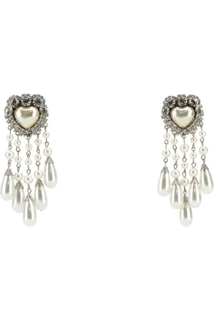 Alessandra Rich Accessoires, Dames, Grijs, ONE Size, Versierde metalen oorbellen