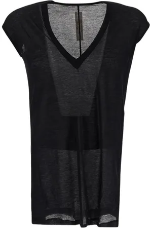 Rick Owens Tops, Heren, Zwart, S, Stijlvolle Deep V Neck T-Shirt