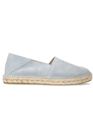 Manfield Schoenen, Heren, Blauw, 46 EU, Suède, Blauwe Suède Espadrilles met Leren Zool