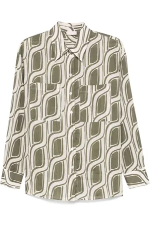 Liu Jo Blouses & Shirts, Dames, Groen, M, Groene Ramie Shirt met Motief