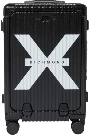 John Richmond Koffers, unisex, Zwart, ONE Size, Zwarte harde trolley met logo Richmond X