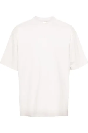 Balenciaga Tops, Heren, Grijs, L, Katoen, Grijze T-shirt met reflecterende logoprint