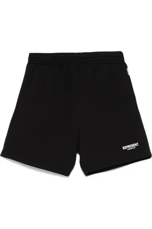 Represent Korte broeken, Heren, Zwart, S, Katoen, Zwarte Elastische Taille Shorts met Zakken