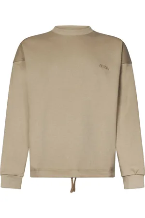 Ermenegildo Zegna Sweatshirts & Hoodies, Heren, , XS, Katoen, Geribbelde Trui met Zegna Logo