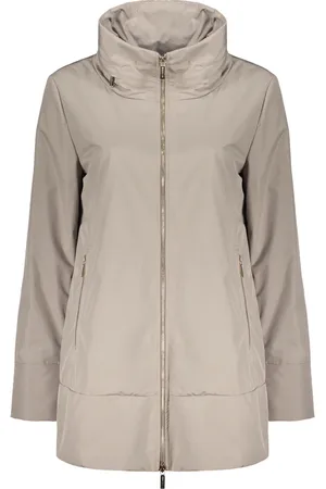 MOORER Mantels, Dames, Grijs, S, Polyester, Waterdichte Jas met Capuchon