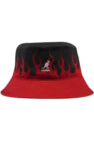 Kangol Accessoires, unisex, Rood, M, Katoen, Zwarte Vlam Bucket Hoed Limited Editie