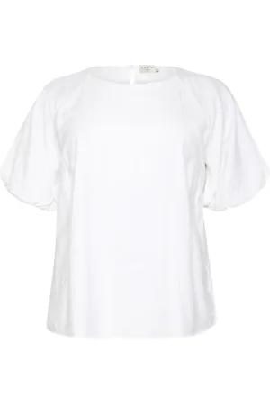 Kaffe Blouses & Shirts, Dames, Wit, 4Xl, Nylon, Vrouwelijke Blouse met Pofmouwen