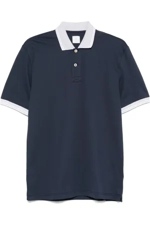 ELEVENTY Tops, Heren, Blauw, M, Katoen, Blauw Katoenen Poloshirt met Streepdetail