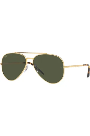 Ray-Ban Accessoires, unisex, Geel, 62 MM, Nieuwe Aviator Zonnebril Legend Goud Groen