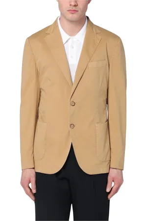 Biagio Santaniello Jassen, Heren, Bruin, L, Single-Breasted Jacket in GL797MF-stijl