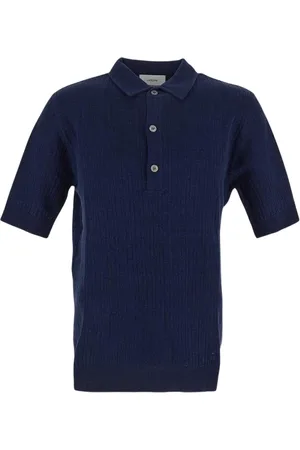 LARDINI Tops, Heren, Blauw, XL, Katoen, Fijngebreid poloshirt