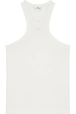 Courrèges Tops, Heren, Wit, S, Witte Mouwloze Racerback T-shirts en Polo