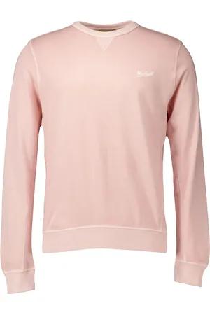 Woolrich Sweatshirts & Hoodies, Heren, Roze, S, Garment Dyed Crewneck Sweaters in Oud Rose