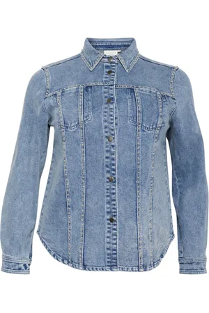 Kaffe Jassen, Dames, Blauw, 6Xl, Denim, Denim jack met fijne details