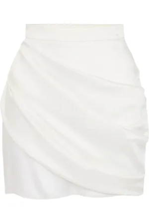 Elisabetta Franchi Rokken, Dames, Wit, S, Polyester, Ivoor Gedrapeerde Minirok