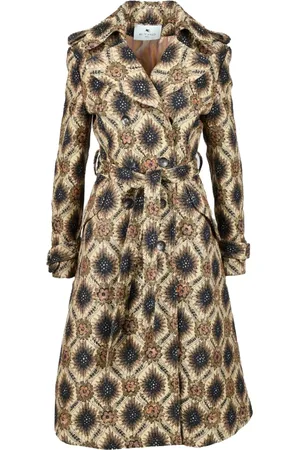 Etro Mantels, Dames, Veelkleurig, XS, Katoen, Stijlvolle Trenchcoat