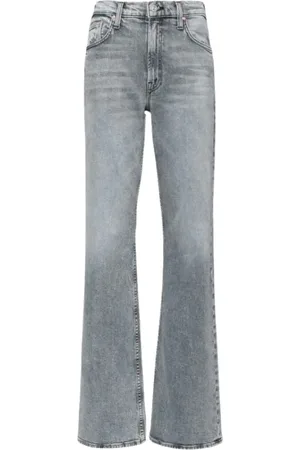 Mother Jeans, Dames, Grijs, W31, Denim, Zwarte Jean Hiel Tekening Lege Jeans