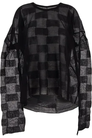 UMA WANG Blouses & Shirts, Dames, Zwart, L, Katoen, Oversized Rechthoekige Trui voor Vrouwen