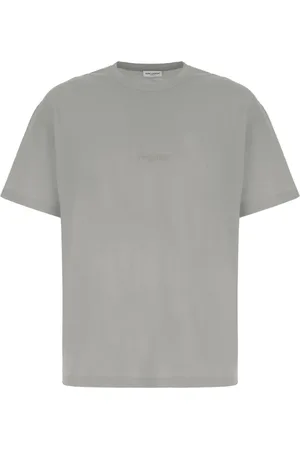 Saint Laurent Tops, Heren, Grijs, L, Katoen, Casual Katoenen T-Shirt