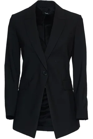 THEORY Jassen, Dames, Zwart, M, Wol, Zwarte Merinowollen Blazer