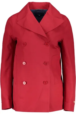 GANT Jassen, Dames, Rood, S, Rode Sportieve Jas Lange Mouw Logo