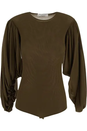 Serafini Tops, Dames, Bruin, 2Xs, Tule, Tule Bodysuit