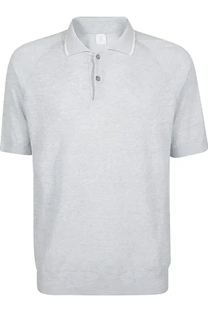 ELEVENTY Truien, Heren, Grijs, L, Linnen, Linnen Polo Shirt Raglan Mouw