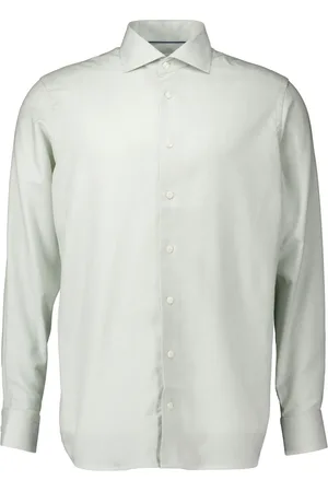 Eton Overhemden, Heren, Wit, S, Groen Overhemd Lange Mouw