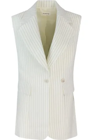 P.A.R.O.S.H. Jassen, Dames, Wit, M, Wol, Oversized Dubbelbreasted Wollen Vest