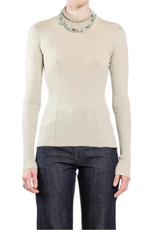 Jil Sander Truien, Dames, Wit, 2Xs, Wol, Corset Buste Woltrui Jumper