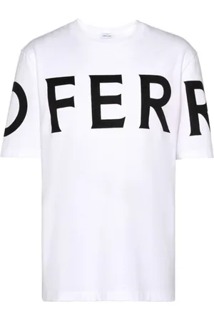 Salvatore Ferragamo Tops, Heren, Wit, M, Katoen, T-shirts en polo`s met logo-print, wit
